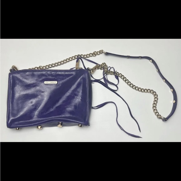 Rebecca Minkoff Mini 5-Zip Convertible Cross-Body Handbag Purple Leather NWOT - Picture 3 of 6